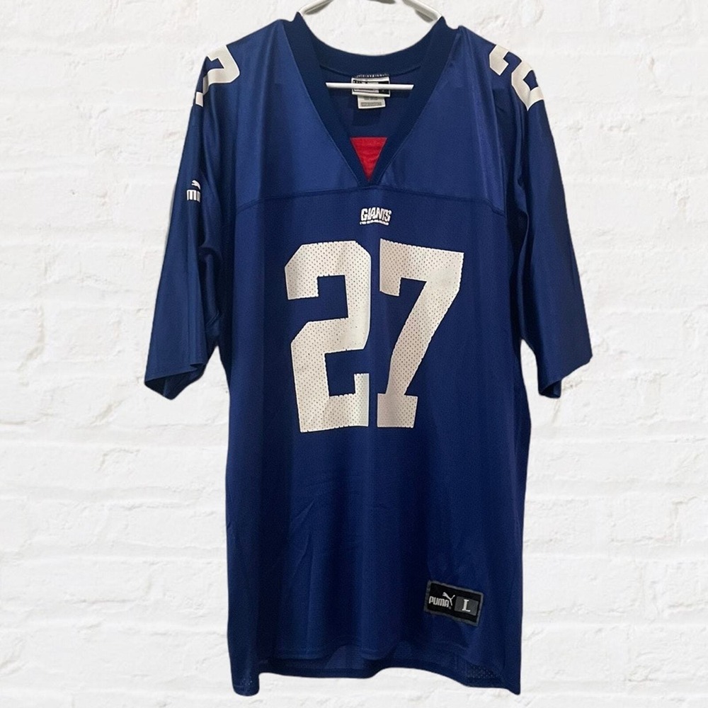 Vintage NFL Puma New York Giants Ron Dayne 27 Football Jersey Blue Mens Large